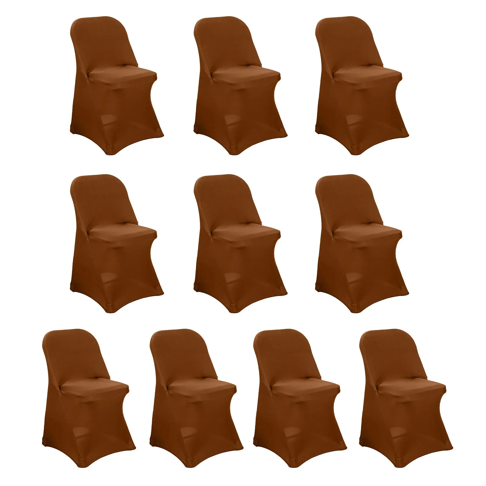 10 Pack Cinnamon Brown Spandex Folding Slip On Chair Covers, Stretch Fitted Chair Covers - 160 GSM