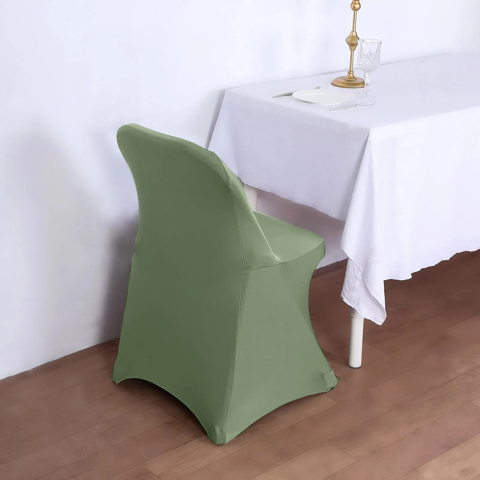 10 Pack Dusty Sage Green Spandex Folding Slip On Chair Covers, Stretch Fitted Chair Covers - 160 GSM