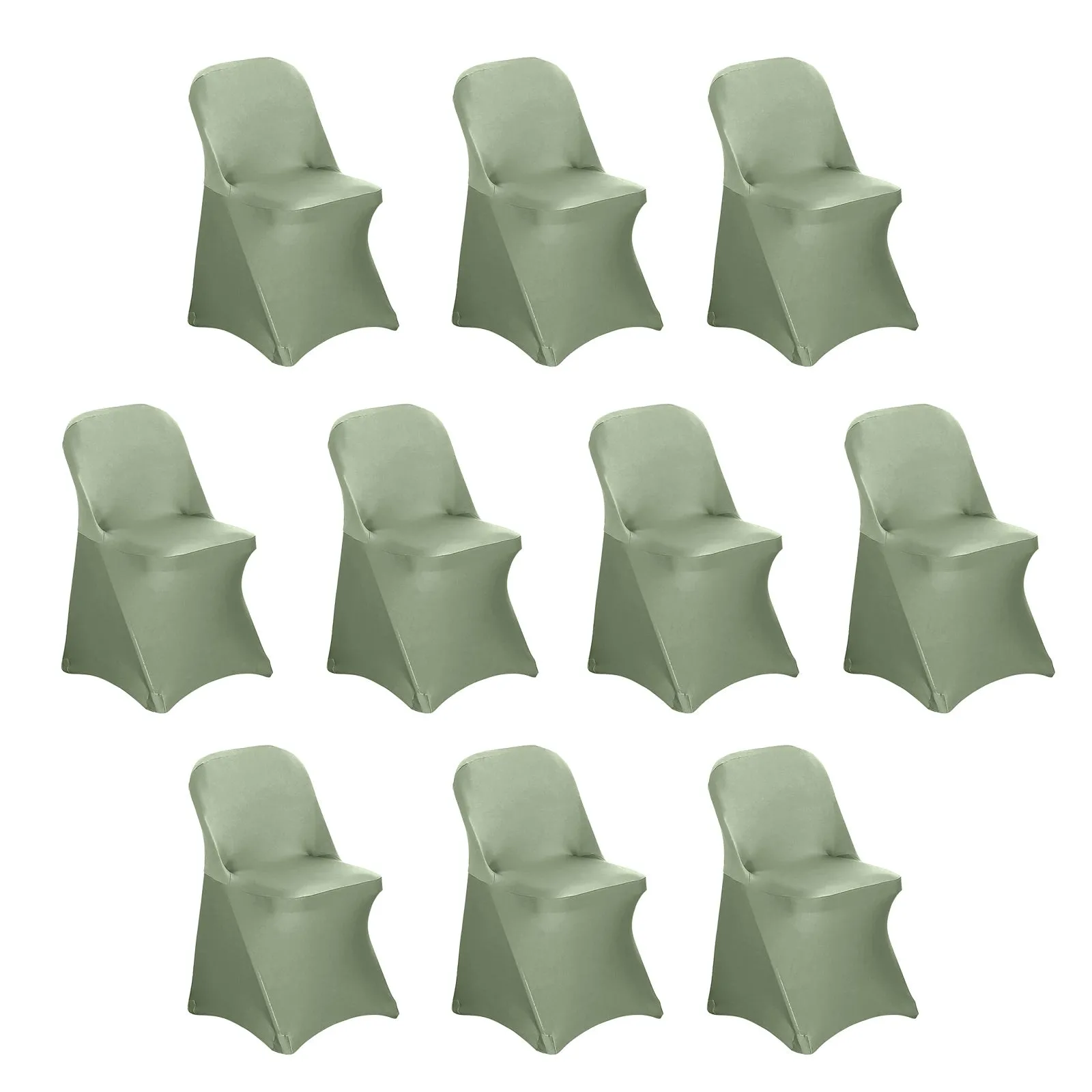 10 Pack Dusty Sage Green Spandex Folding Slip On Chair Covers, Stretch Fitted Chair Covers - 160 GSM