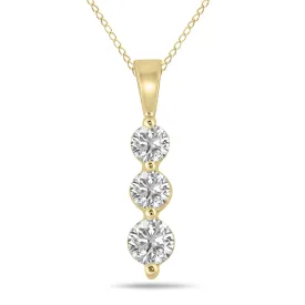 1/2 Ctw Lab Grown Diamond Three Stone Snow Pendant In 10K Yellow Gold