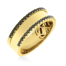 14KT Yellow Gold Black Diamond Jackson Band Ring