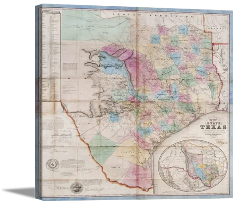 1849 Historic Map of Texas Canvas Print