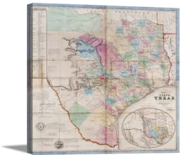 1849 Historic Map of Texas Canvas Print