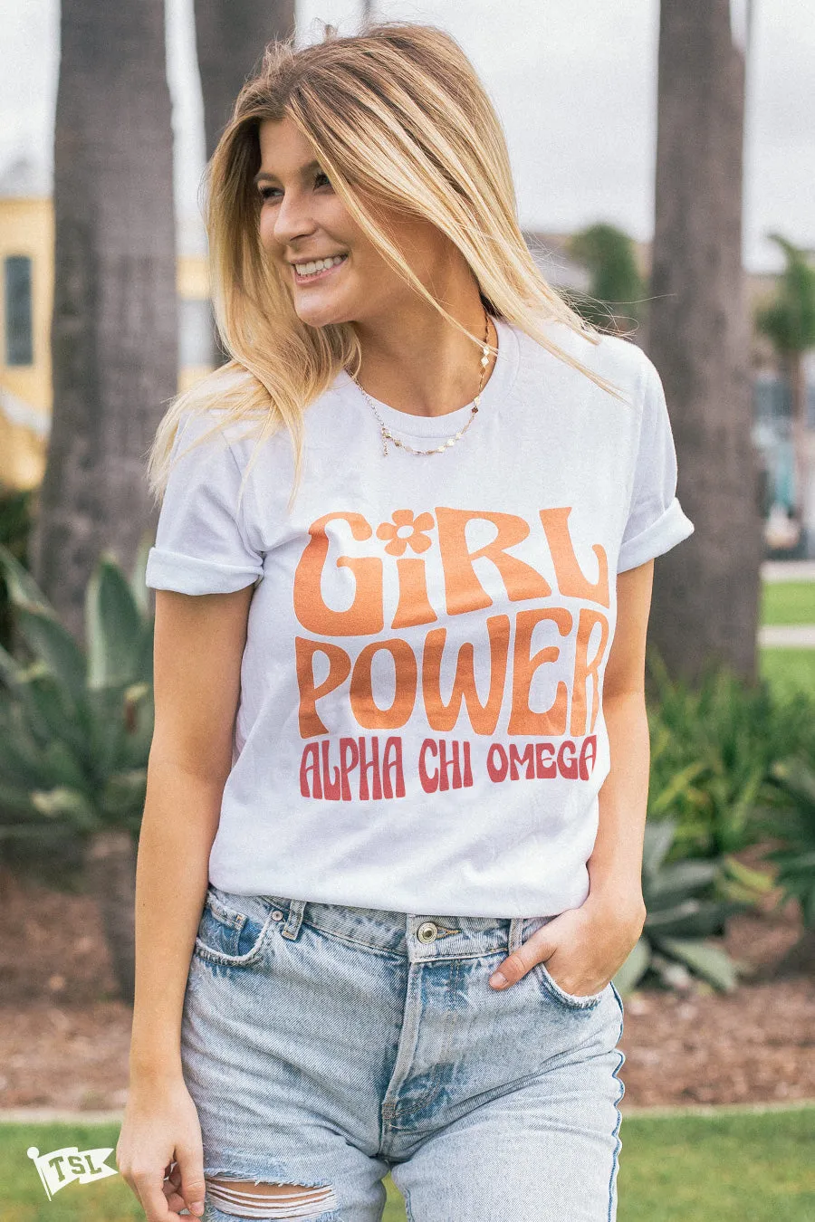 Alpha Chi Omega Groovy Girl Power Tee