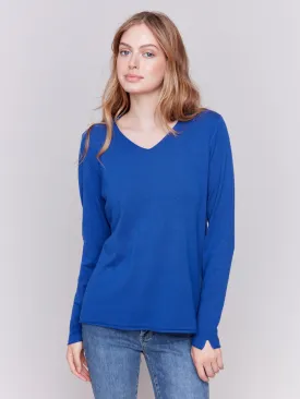 Basic V-Neck Sweater - Sapphire