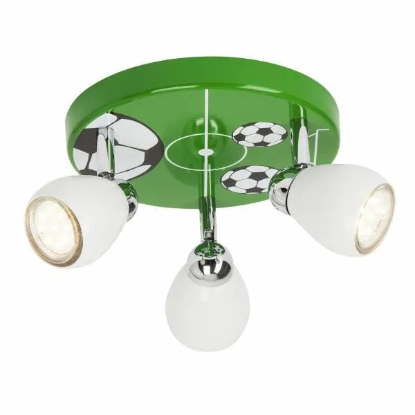 Brilliant 3 Light 9W Soccer LED Round Spotlight - Green & White | G56234/74