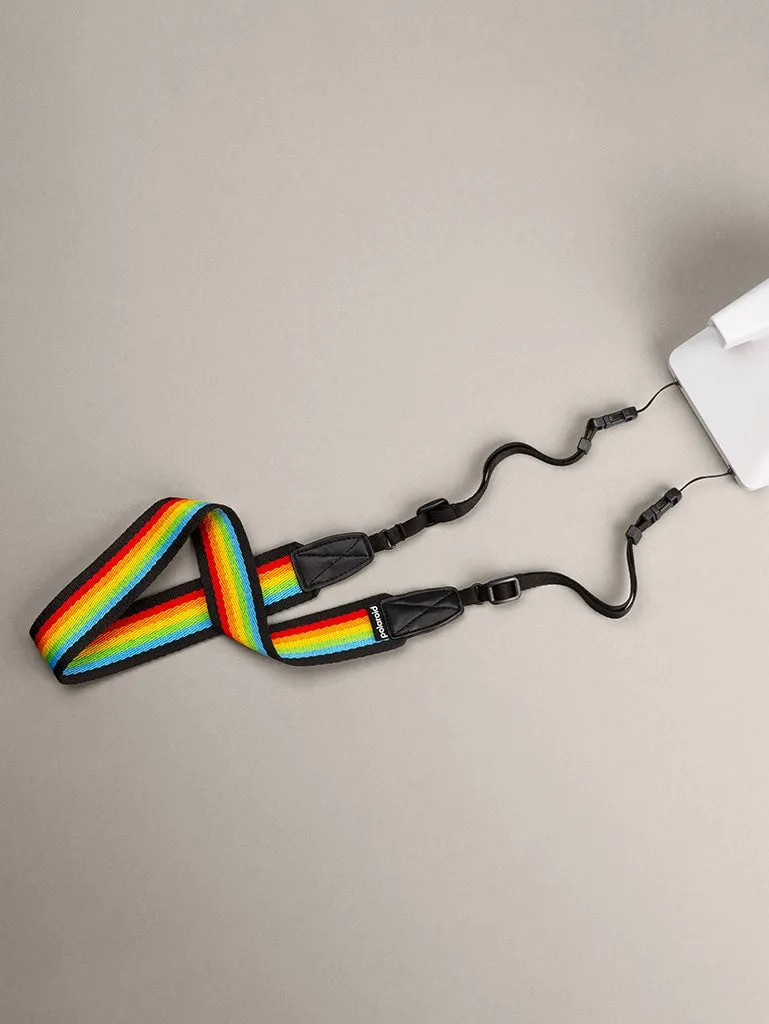 Camera Strap Flat Rainbow Black