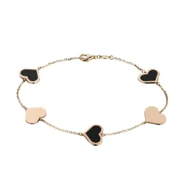 COLOURED HEART & CHAIN BRACELET