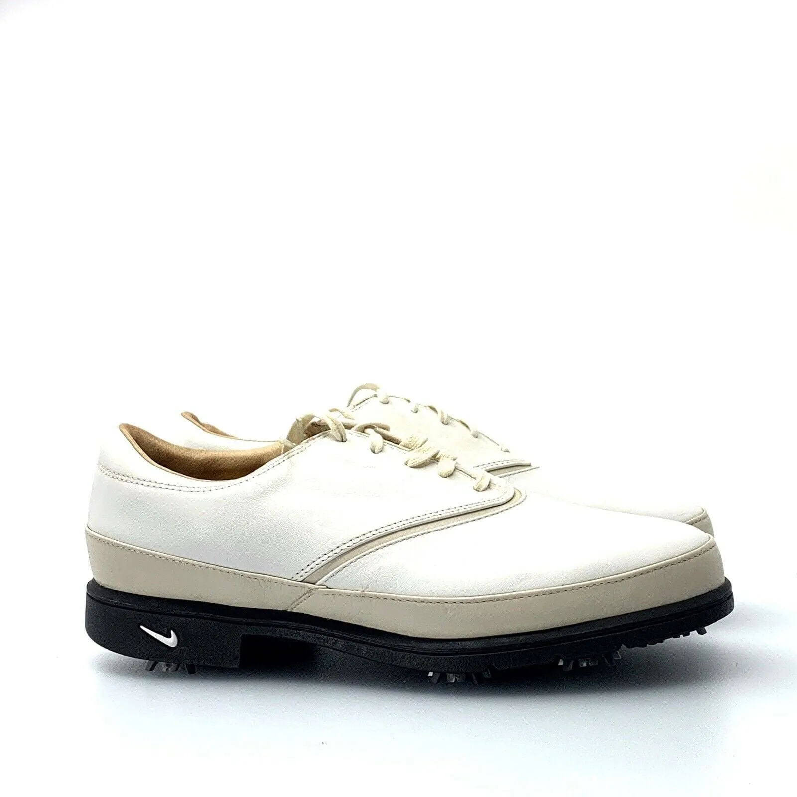 Comfortable Nike Womens Size 7 White Golf Shoes Leather Air Comfort Verdana Lace Up NEW