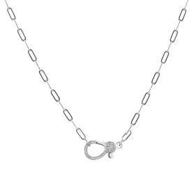 DIAMOND CLASP ON PAPERCLIP CHAIN