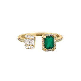 EMERALD & BAGUETTE DIAMOND RING