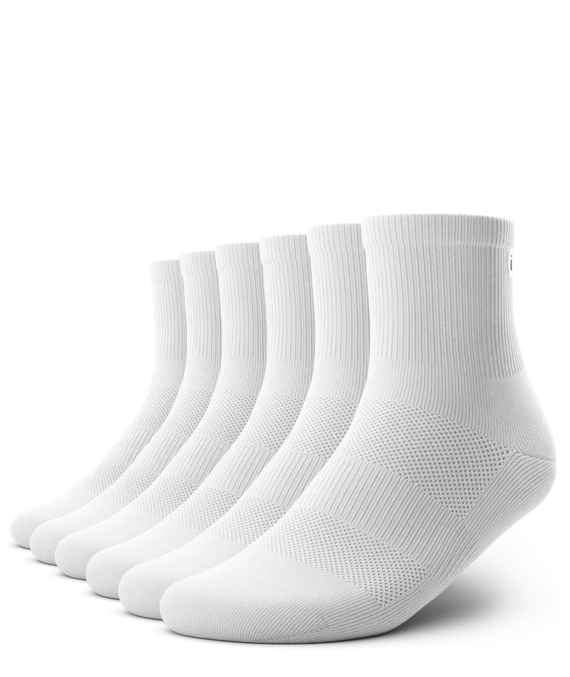 Flagship Quarter Socks White 6-Pack