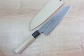 Fu-Rin-Ka-Zan R-2 Damascus Wa Series Wa Santoku 190mm (7.4 Inch, Octagon Shaped Magnolia Wooden Handle, FRD-S)