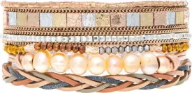 Gold Natural Freshwater Pearl Magnetic Bracelet