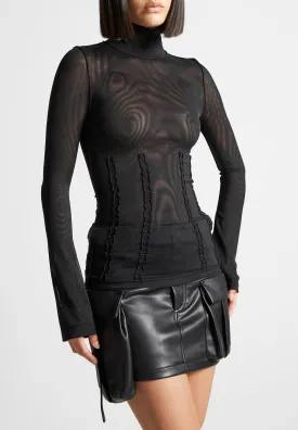 Mesh Double Layer Top - Black