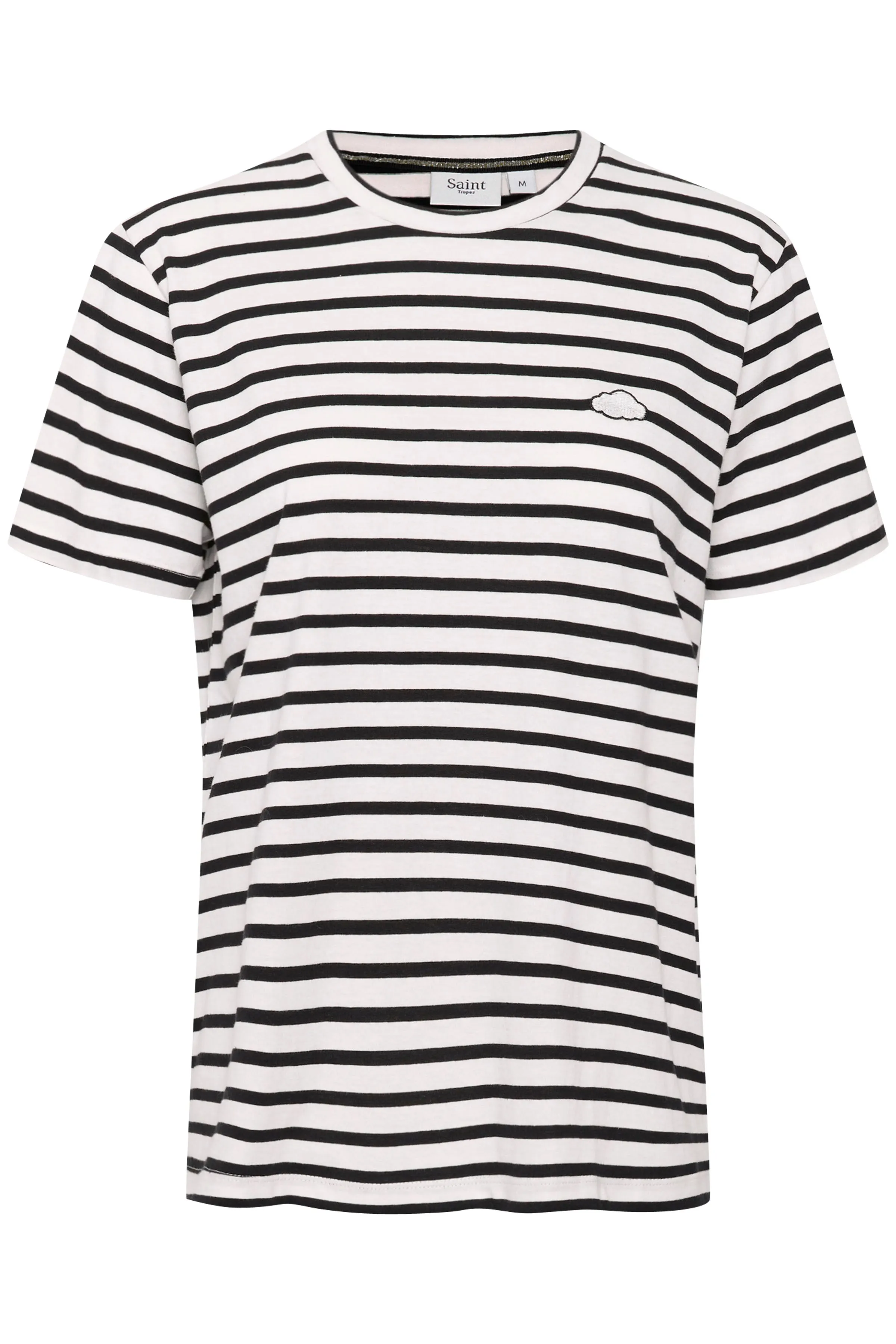 Saint Tropez Ganika Cotton T-Shirt in Ice & Black Stripe