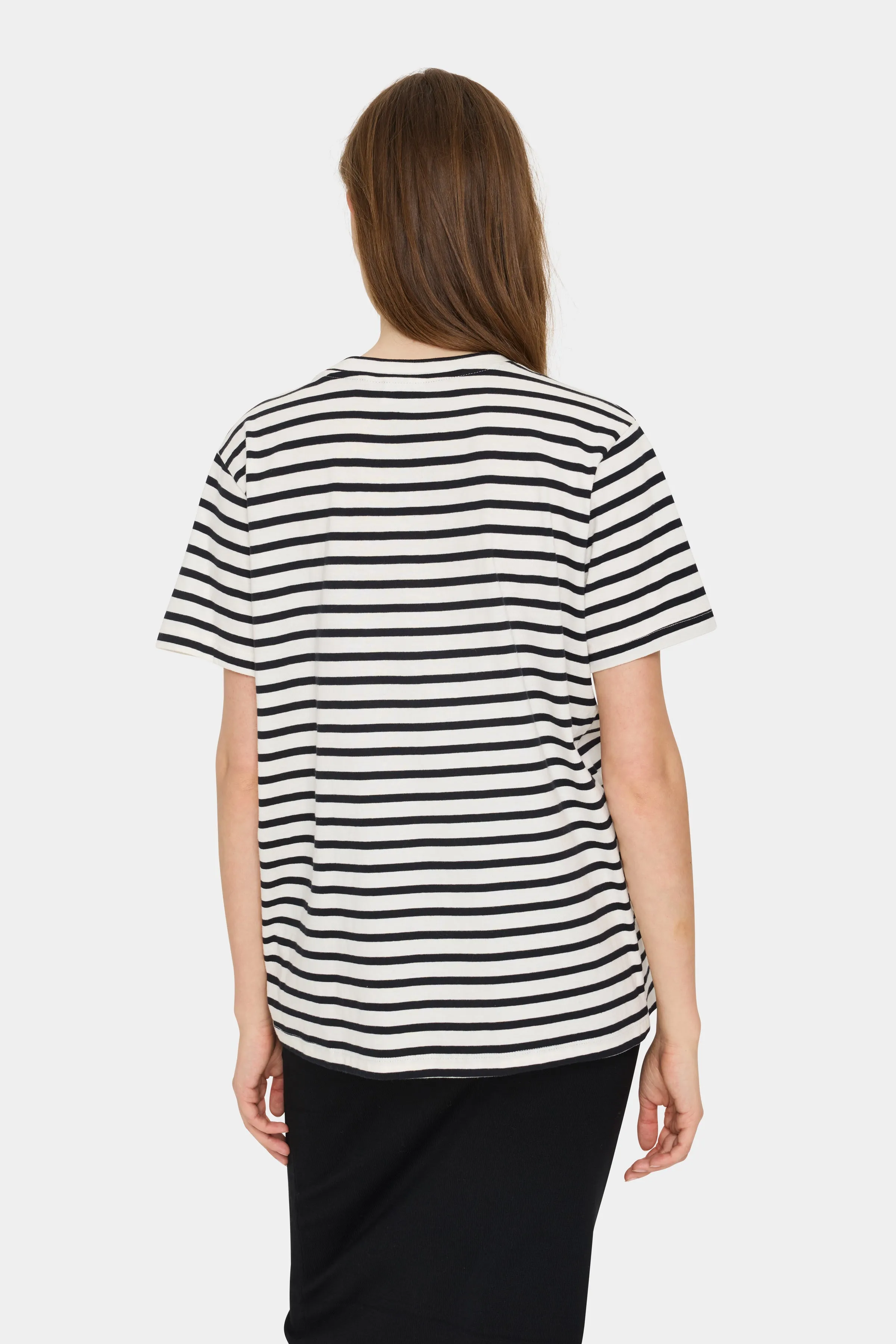 Saint Tropez Ganika Cotton T-Shirt in Ice & Black Stripe