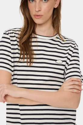 Saint Tropez Ganika Cotton T-Shirt in Ice & Black Stripe