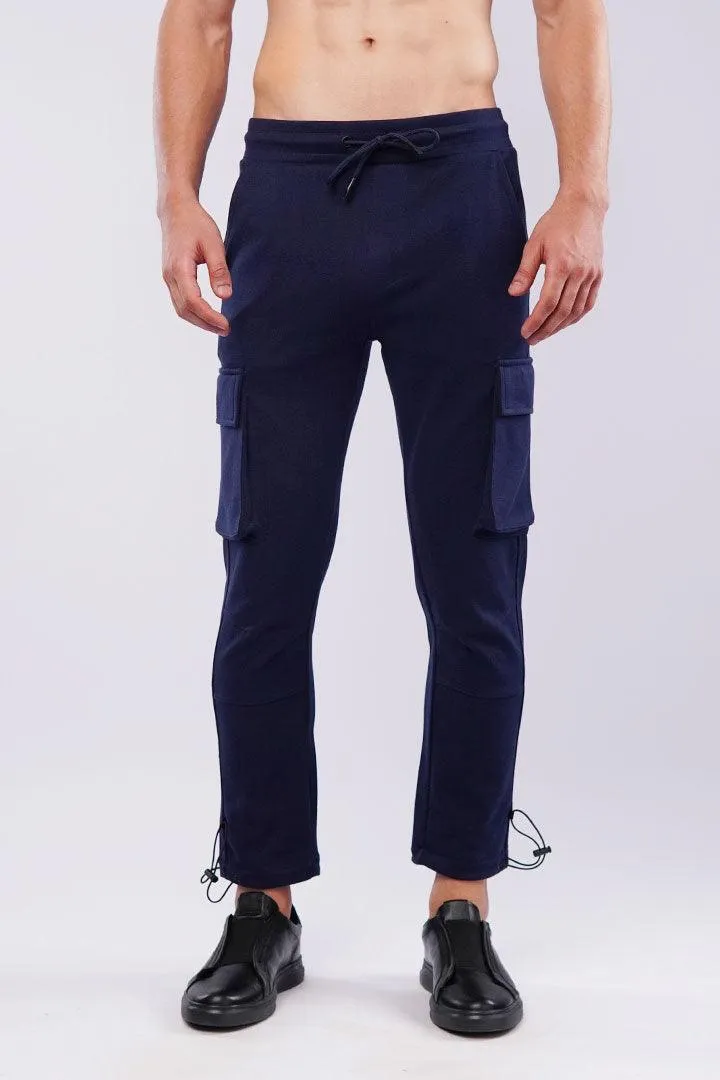 Terry Cargo Joggers - Navy Blue